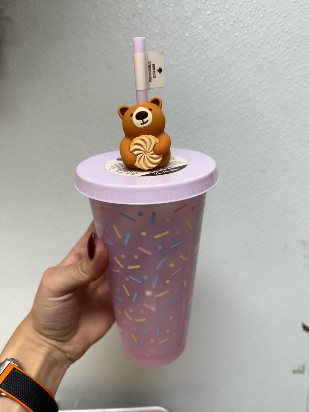 Pink 24-oz Sprinkle Cup with Bear Straw Topper